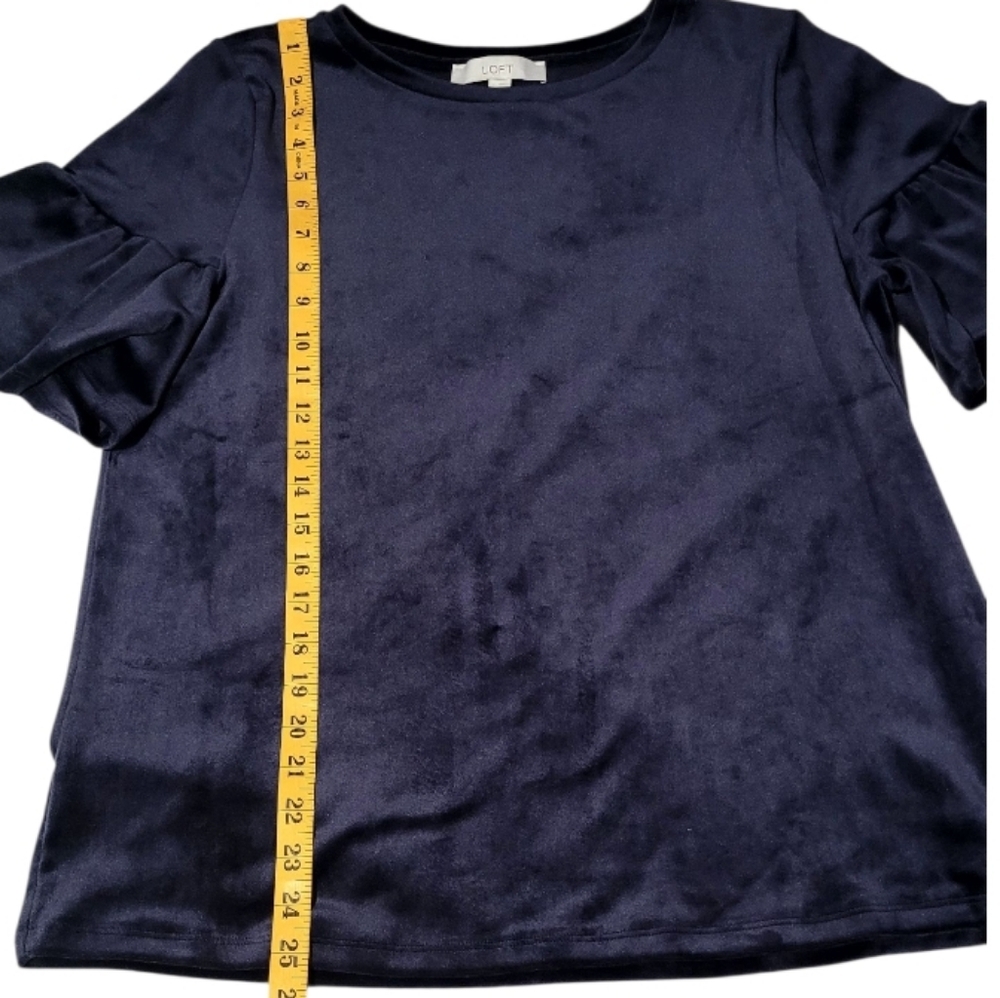 Loft Velvet Ruffle Sleeve Top Size Large - Picture 8 of 8